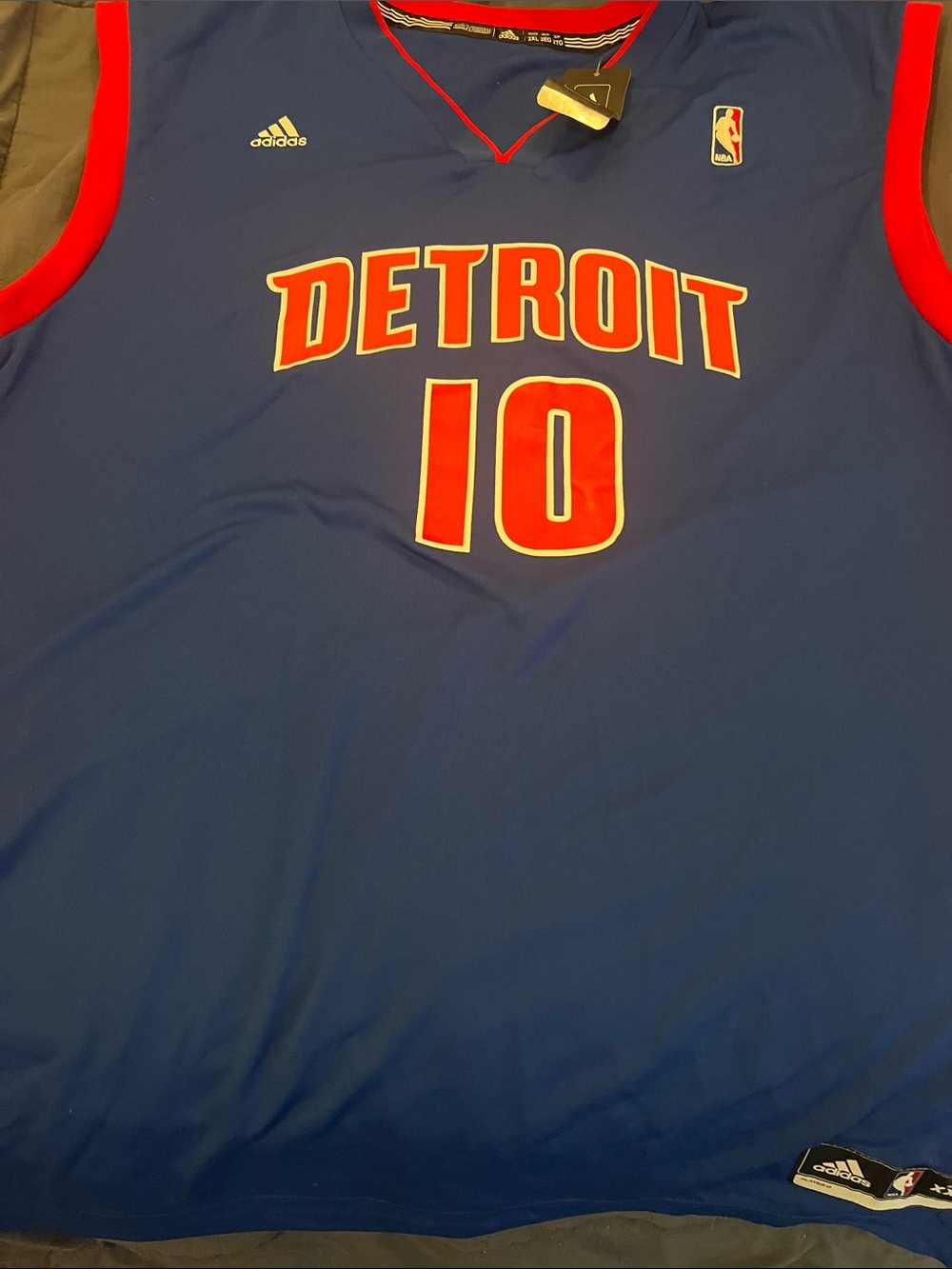 adidas Detroit #10 Blue and Red Basketball Jersey